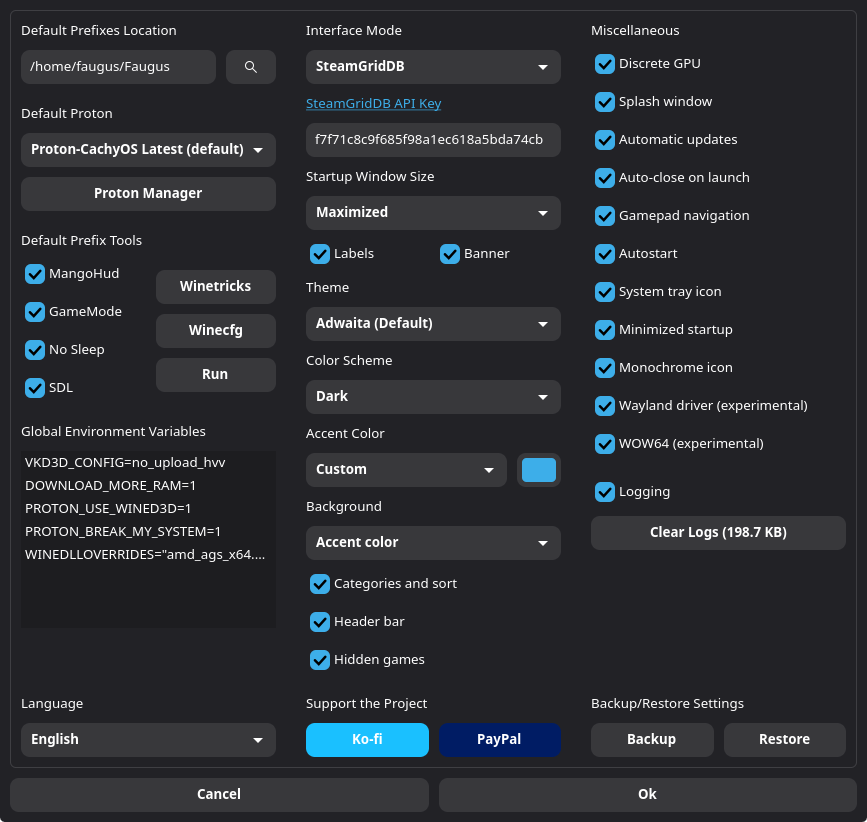 settings settings